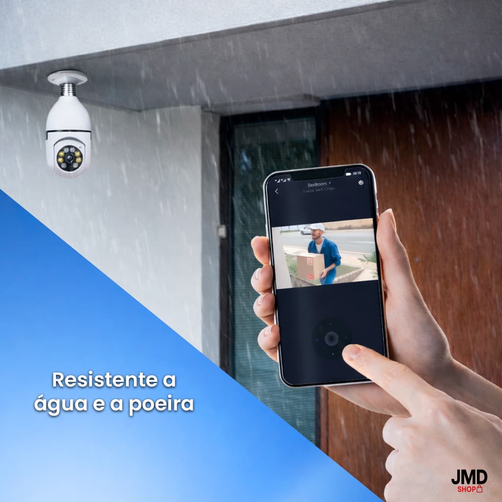 Câmera IP Lâmpada Wifi Inteligente Giratória 360º Visão Noturna Infra Vermelho Alto Falante