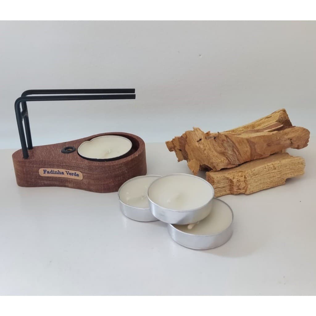 Suporte Incenso Defumador Palo Santo 25g Palo 3 Velas Queimador  Incensário Pau Santo Power madeira