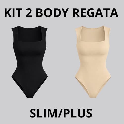 Body Regata Alça Larga Blusa Decote Quadrado Bori Plus size