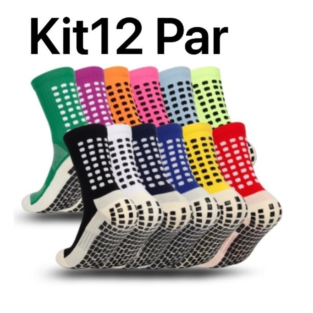 KIT12  Meia Esportiva De Silicone Unissex Para futebol