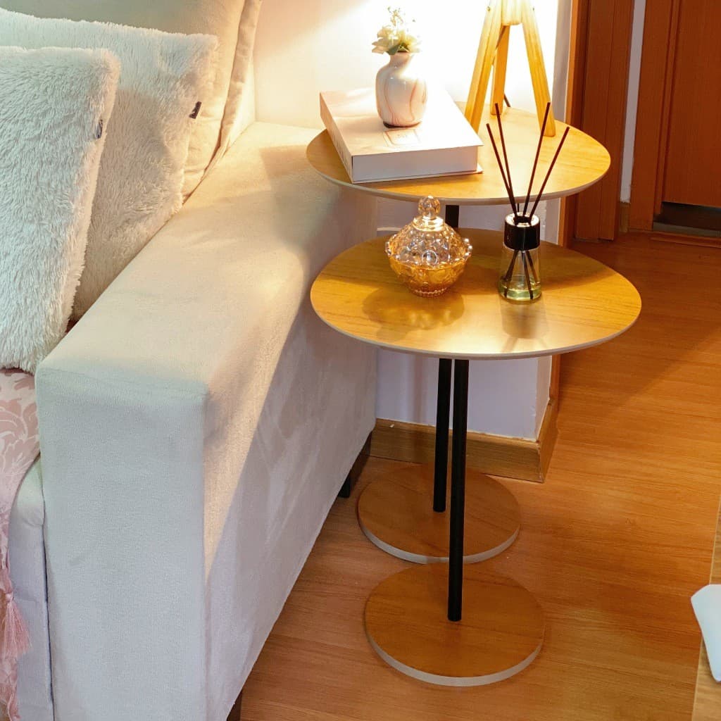 Conjunto 2 Mesas Lateral Orgânica Vitta Monopé Mesa de Canto e Apoio Para Decoração