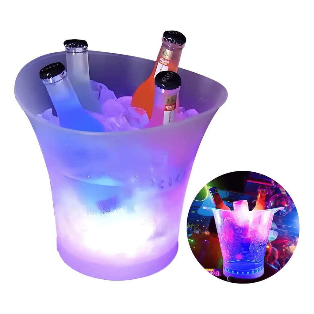 Balde Gelo Bluetooth 6,5l Top Rio Som Integrado Led Rgb Branco Liso