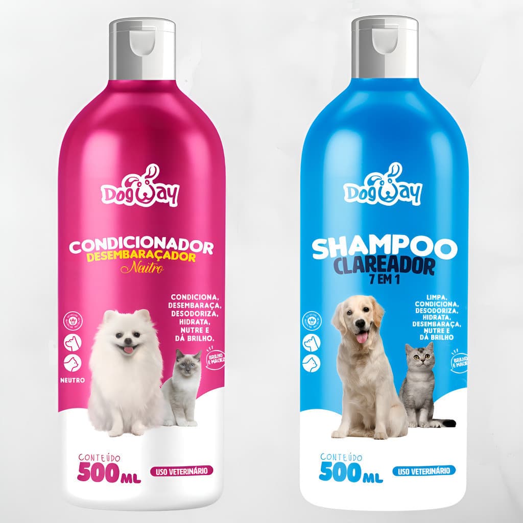 Kit Shampoo Clareador Cachorro Gato + Condicionador 7 Em 1 Fragrância Coco