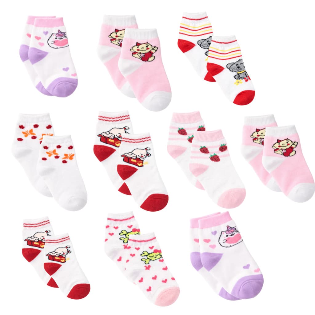 Kit 10 Pares de Meias para bebês Recém Nascidos Estampado cores sortidas