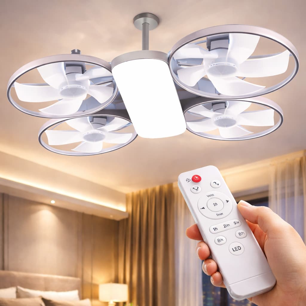 Novo Ventilador de Teto Dobrável LED 50W Controle Remoto Estilo Drone 2 Em 1 Drone Silencioso De Teto