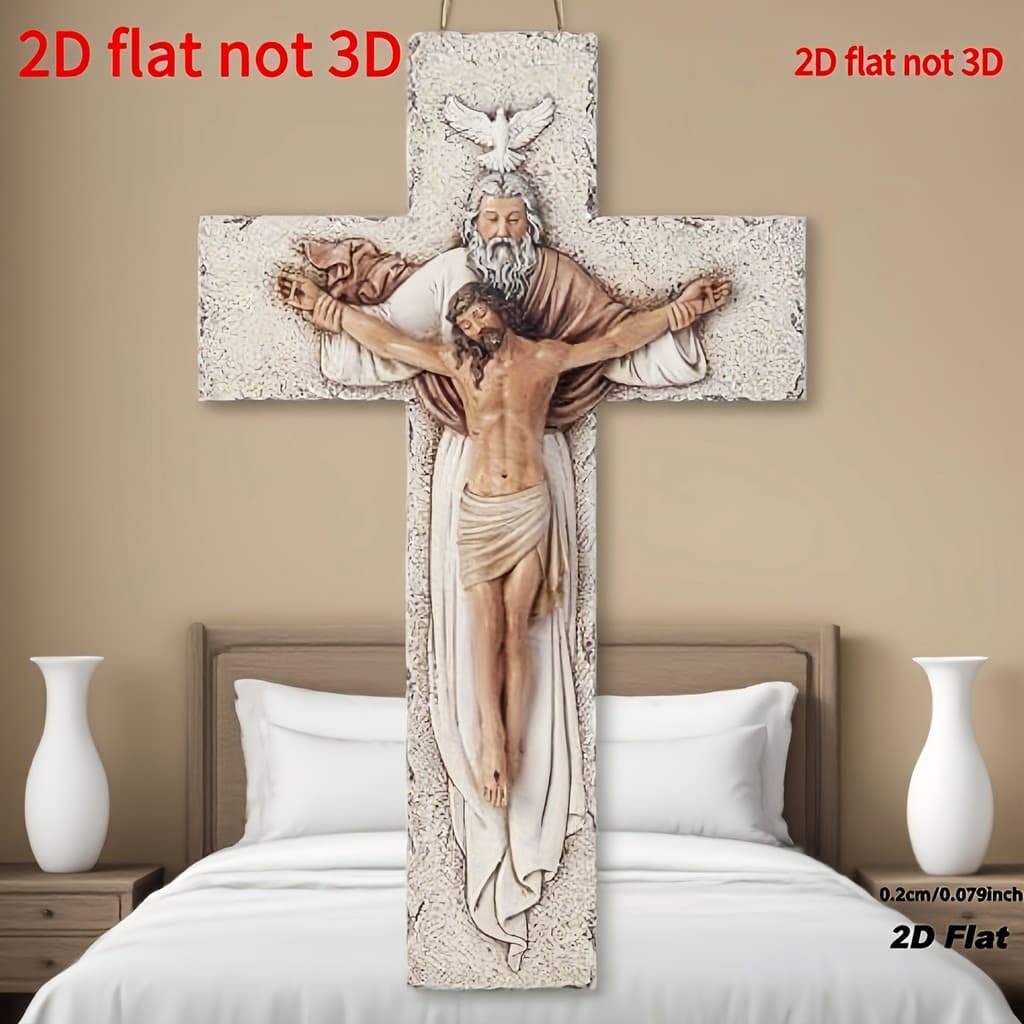2D Flat - 2DFLAT2D Flat, 2D Flat BC Cruz Sagrada da Santa Trindade Católica para Pendurar na Parede - Decoração Inspirad
