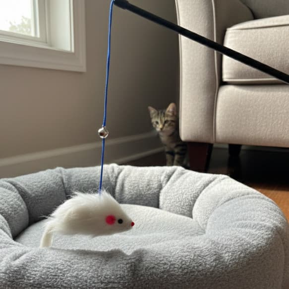 VARINHA PARA GATO E OUTROS PETS - COM RATINHO DE PELÚCIA, 50CM