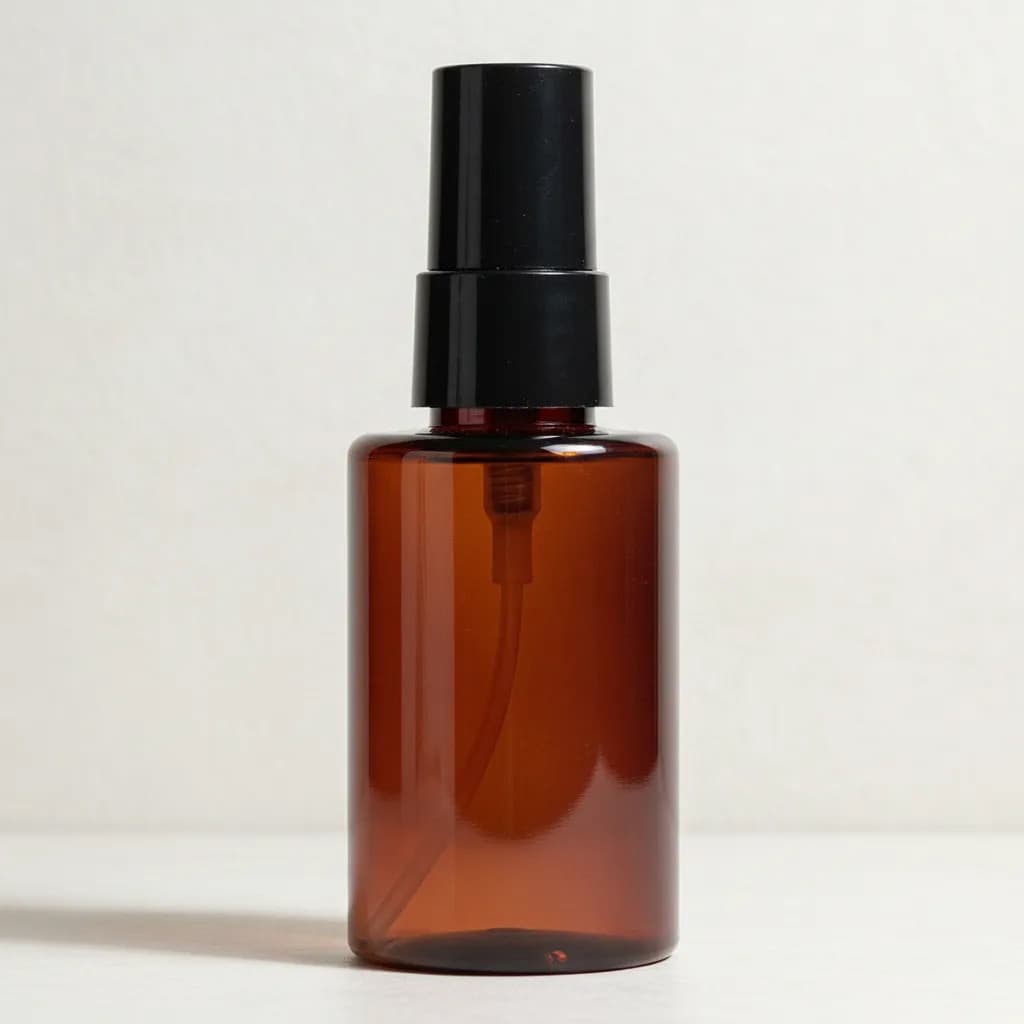Frascos 60ml reto baixo 20/410 Âmbar Plástico Pet com Válvula Spray borrifador para perfumes viagem