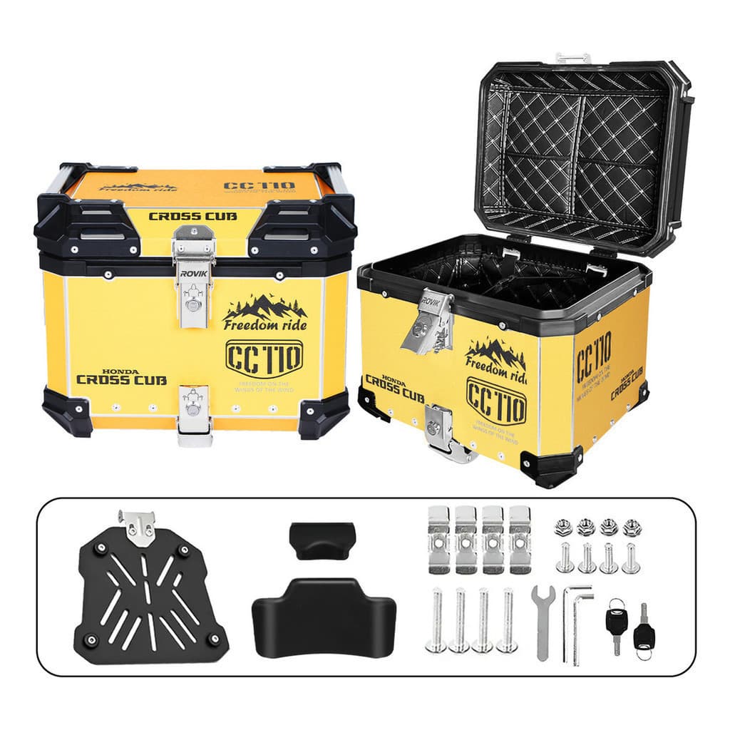Bauleto Aluminio 45l Reforçado com Base Universal para Motos