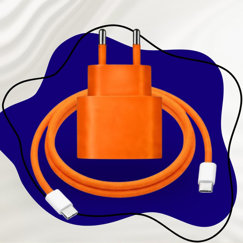Carregador Turbo Laranja 40W USB-C Para Linhas de Iphone 17 16 e 15