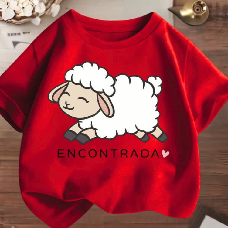 Blusinha Menina Infantil Juvenil Ovelha Encontrada Desenhos Gospel /Cristão 100% Algodão