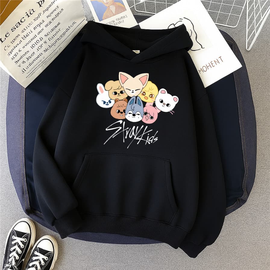 Blusa Moletom Canguru Capuz Estampa Kids Blusa de Frio Quentinho Confortável Inverno Desenho Banda Musica  em DTF