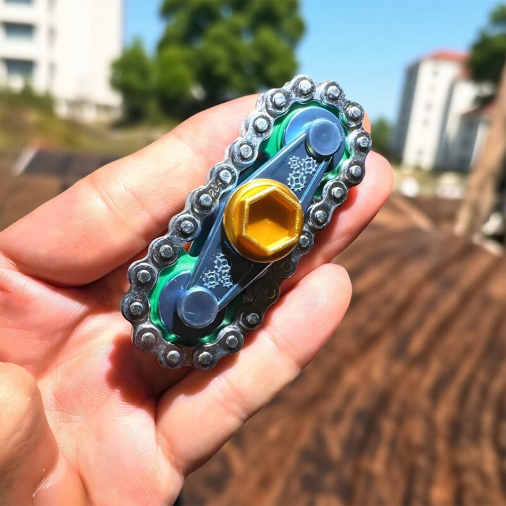 Spinner De Inquietação De Corrente De Engrenagem Interligada De Liga , Brinquedo Portátil De Bolso De Descompressão Para