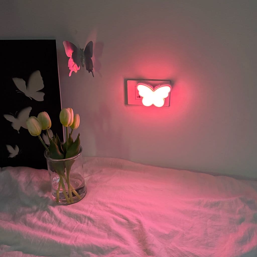Luzes Coloridas De Atmosfera De Borboleta , Lâmpadas De Cabeceira De Quarto , Luz Noturna LED Para Amantes Românticos ,