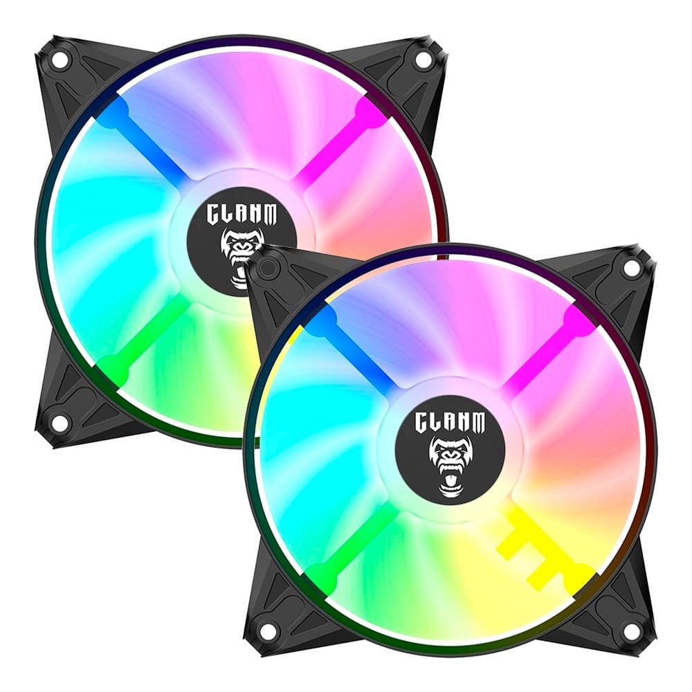 Kit 2 Cooler Fan ARGB Ventoinha para Gabinete Eurus 6pin 12V Preto PC Clanm Gamer
