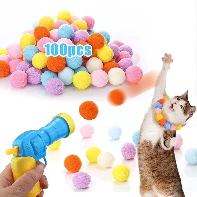 Gato Brinquedo Interativo Divertido Arma De Bola De Pelúcia Lança Salto Silencioso Para Provocar O Criativo Mini Tiro Su