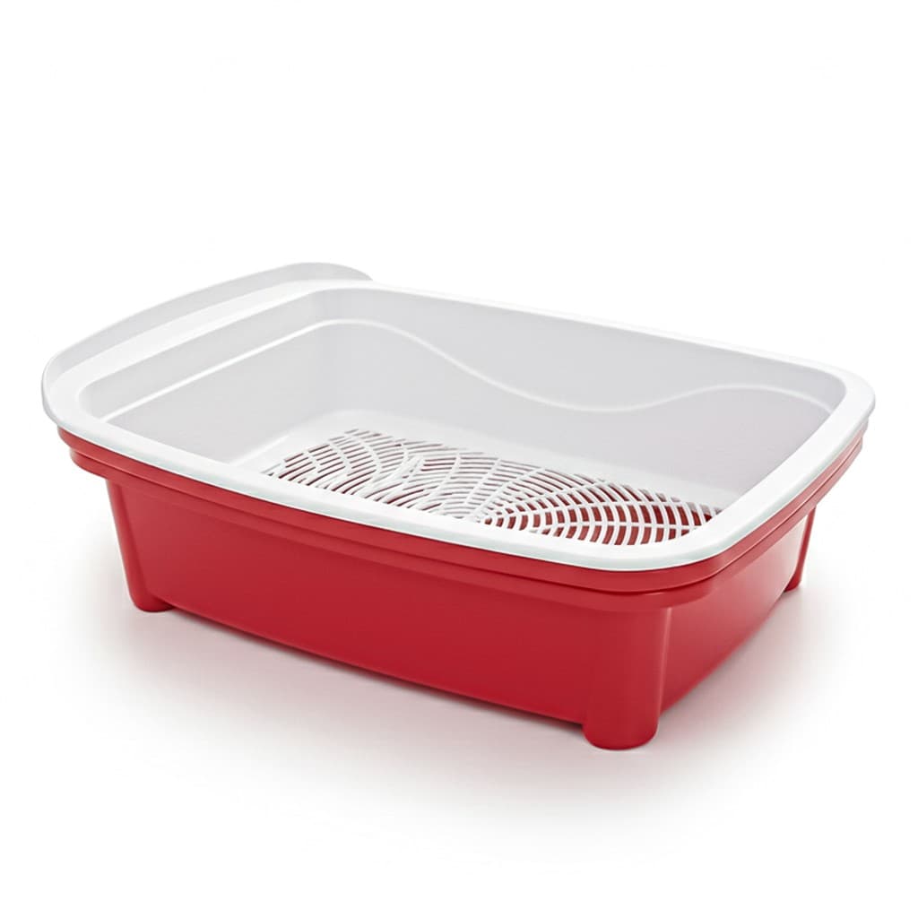 Bandeja Higiênica Caixa De Areia De Gato Furba Sanitária Com 2 Bandejas E Peneira - Furacão Pet