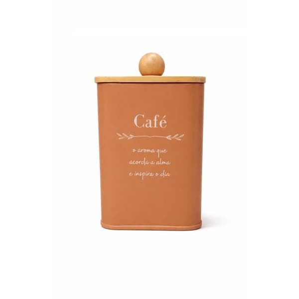 Pote Para Café Com Tampa Fechamento Hermético De Bambu Terracota Cantinho do Café Cozinha