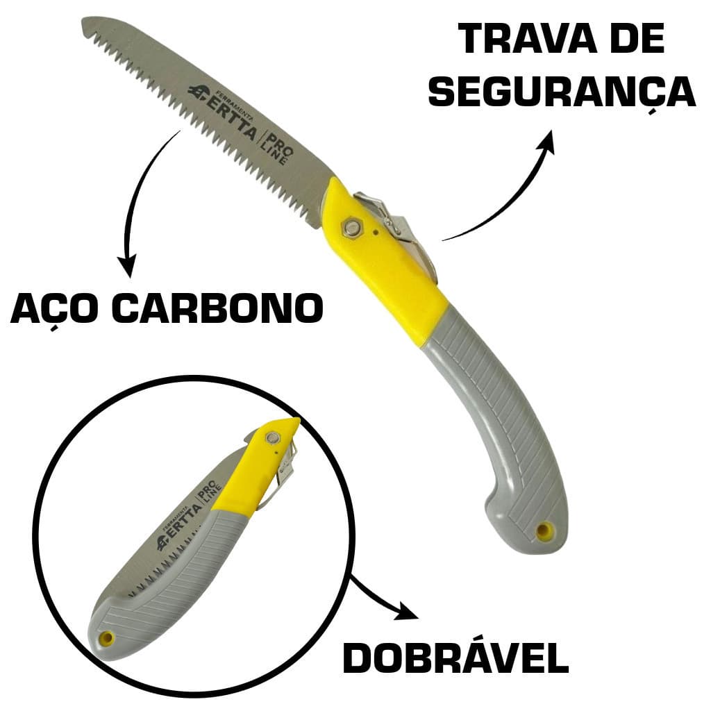 Serrote Profissional Dobrável Aço Top para Poda de Galhos Serra