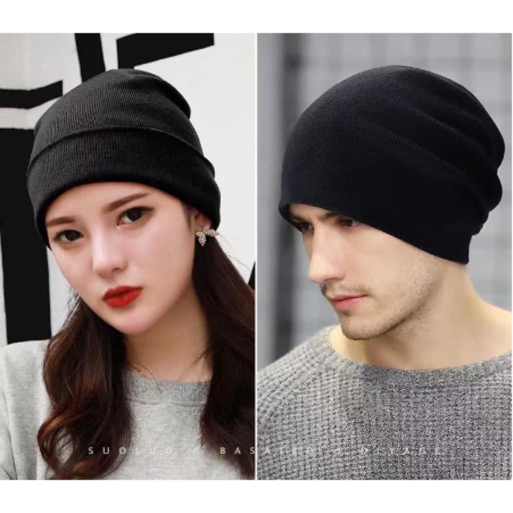 Gorro masculino de inverno feminino diário quente solto macio Touca de malha com punhos para meninos esqui
