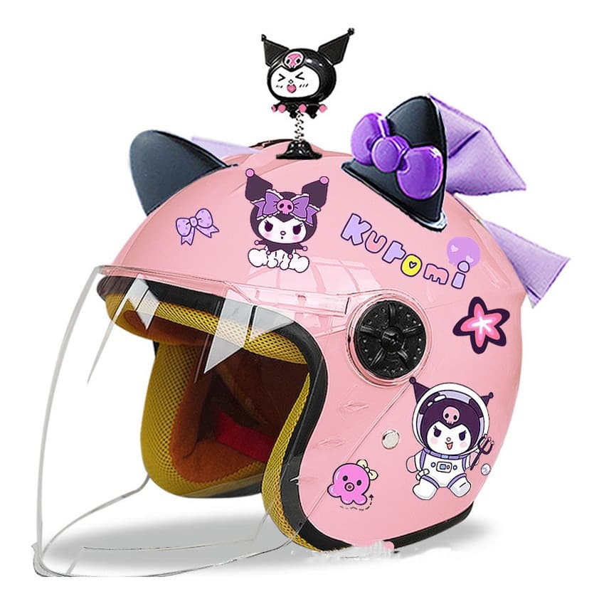 Capacete infantil para meninas em rosa com lindos desenhos