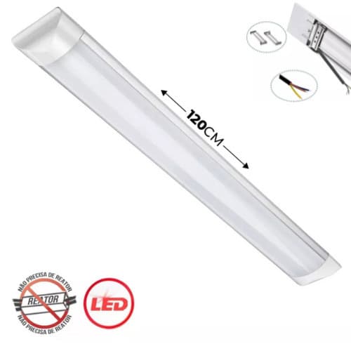 Luminária Led Linear Tubular Slim 40w Sobrepor 120cm Branco Frio 6500k Bivolt 85v-220v