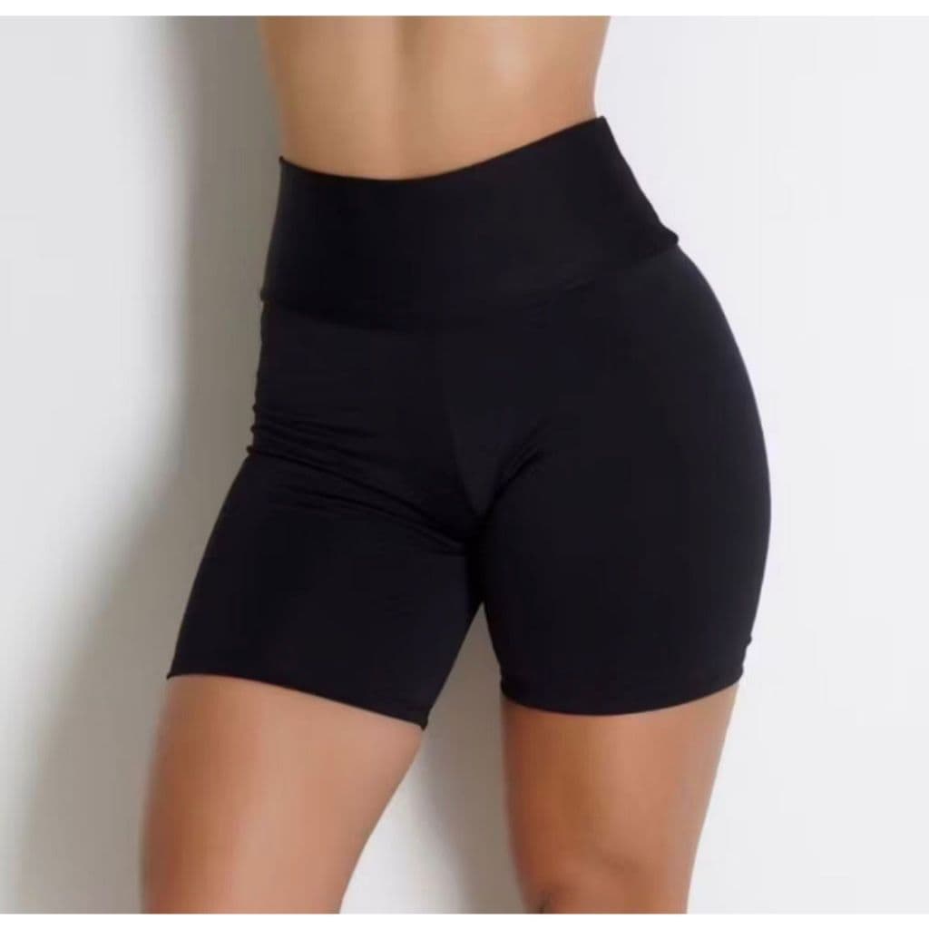 Shorts Feminino Fitness  Academia Liso Bermudinha Cintura Alta