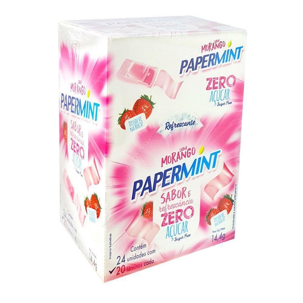 Caixa com 24 Unidades PaperMint Lâminas Refrescante Sem Açúcar paper mint
