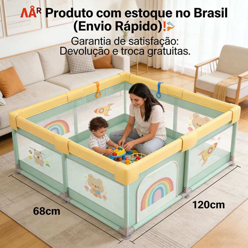 Cercadinho De Bebê Grande Cercado Chiqueirinho Portátil Dobrável Proteção 180x120cm 200x150cm