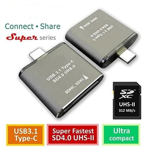 Leitor de cartão MiniBoss USB 3.1 Tipo-C para SD4.0 Leitor de cartão UHS-II 312 MB/s