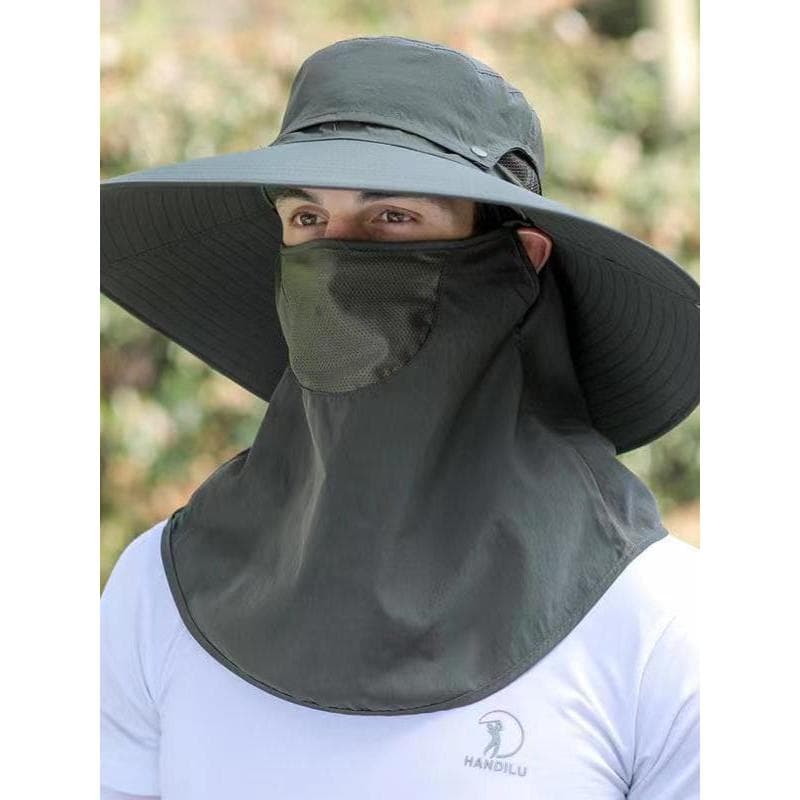 Chapéu de sol masculino verão pesca ao ar livre protetor solar máscara balde xale capa rosto montanhismo chapéu de sol m