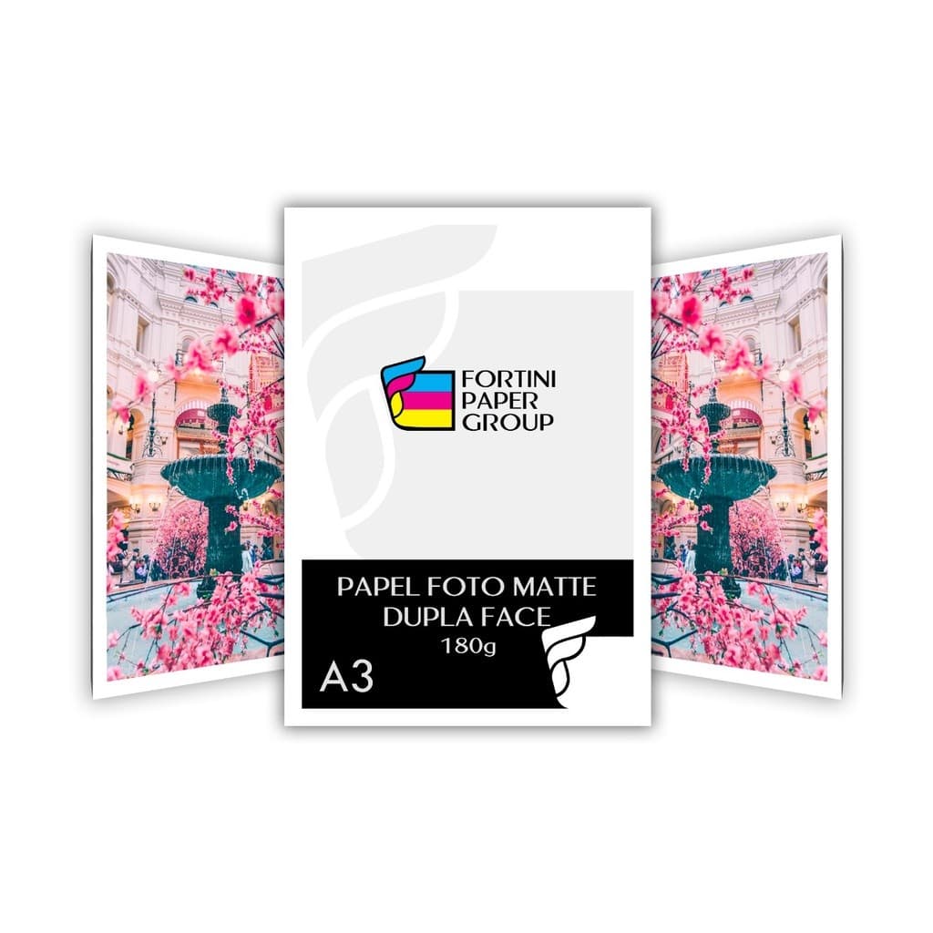 Papel Fotográfico A3 180g Matte Dupla Face 100fls | Fosco Profissional Branco | À Prova d’Água | Inkjet