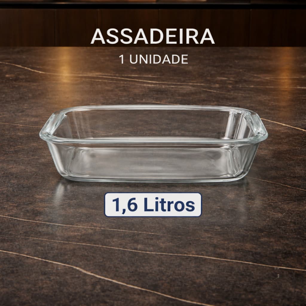 Refratário Travessa Assadeira Lasanheira Vidro Temperado 1,6l Multiuso