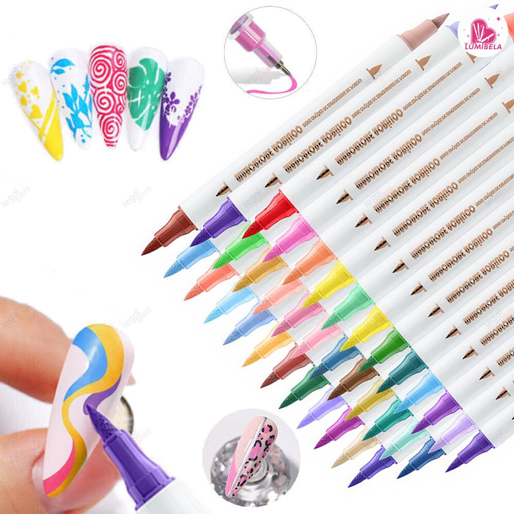 Caneta dupla para decoração de unhas em acrílico: 24/36/48/72 cores – qualidade e precisão