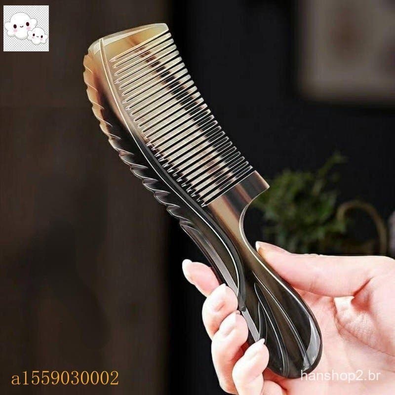 Feito À Mão Natural Boi Chifre Pente Buffalo Massagem Antiestática Tom Profissional