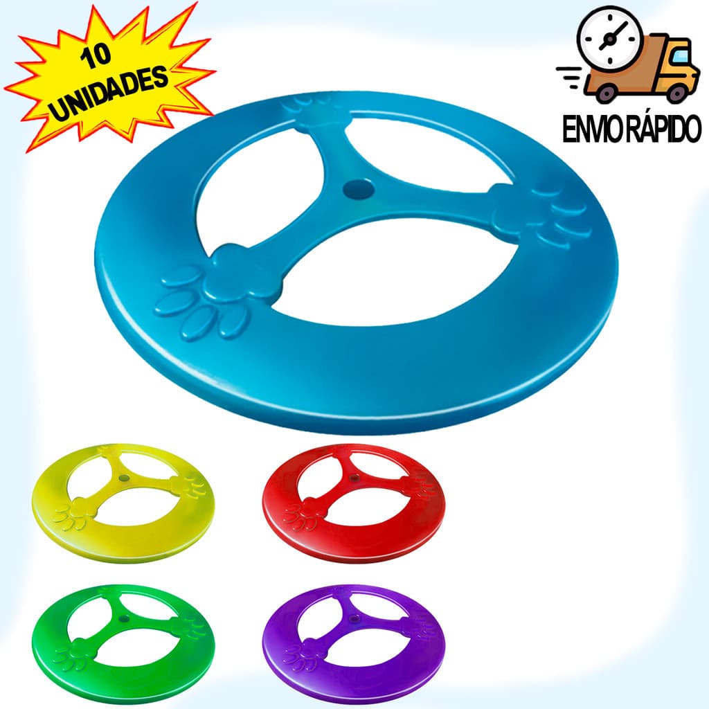 Kit com 10 Disco Frisbee Para Cachorro Brinquedo Pet Voador