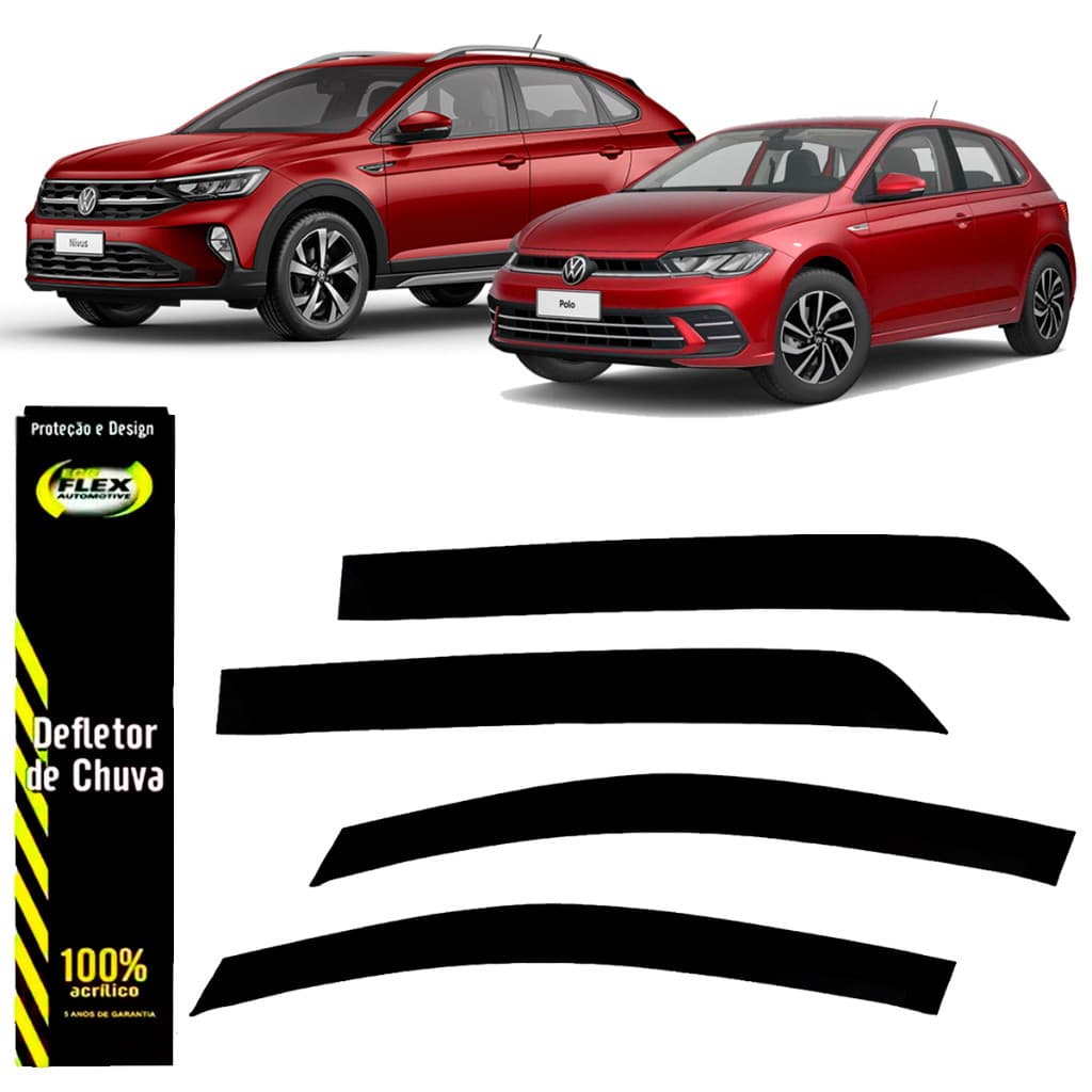 Calha Defletor Chuva Novo Polo Hatch 2017 A 2025 / Nivus 2020 a 2025 4 Portas Ecoflex Original Fume