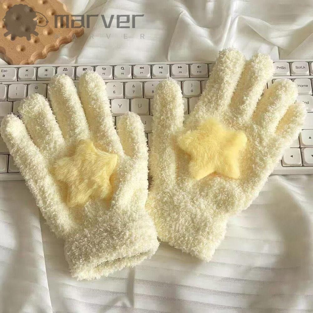 MARVER Estrela Luvas De Pelúcia , Veludo Coral Ciclismo , Dos Desenhos Animados Quente Inverno Feminino