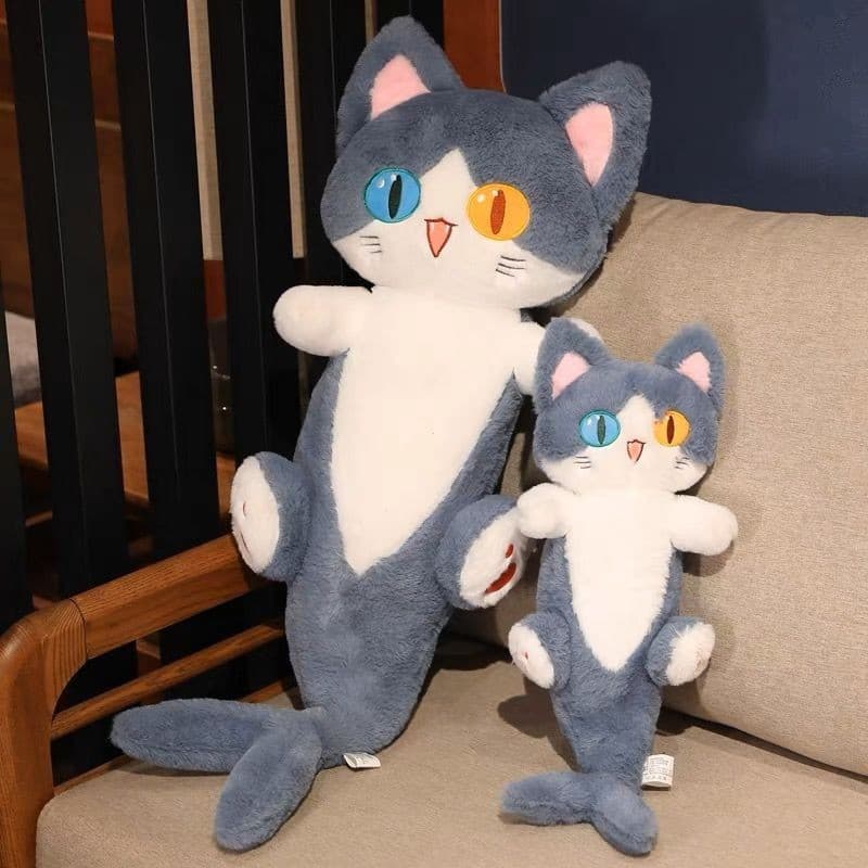 Pronto Palha 135CM Longa Faixa Diferente Pupila Tubarão Boneca de Gato Brinquedo de Pelúcia Boneca Tubarão Almofada de D