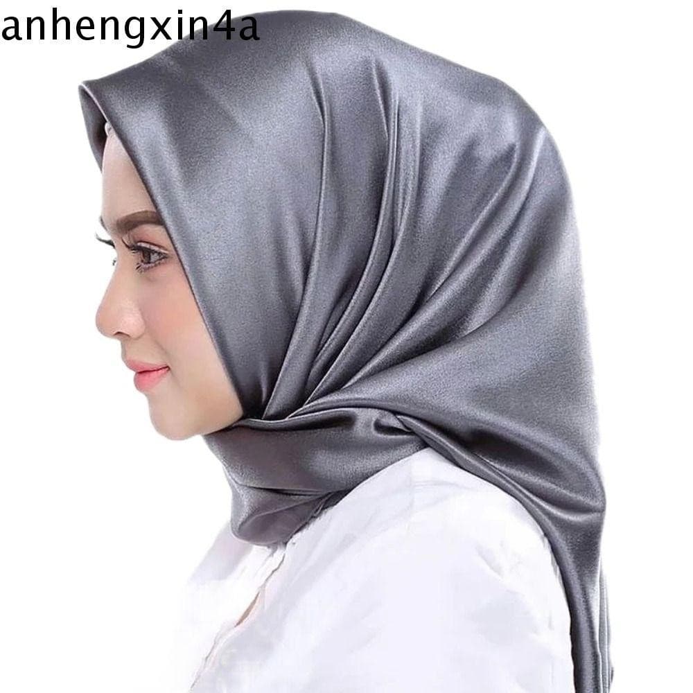 Lenço De Seda De Cetim ANHENGXIN , Lenços Macios De Pescoço Quadrado De 90 Cm , Hijab De Tamanho Grande Xale De Cor Pura