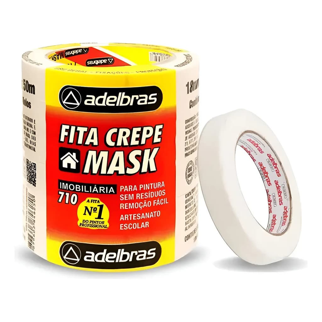 Fita Crepe Premium 18x50 Adelbras 710 - 72 Rolos Na Caixa