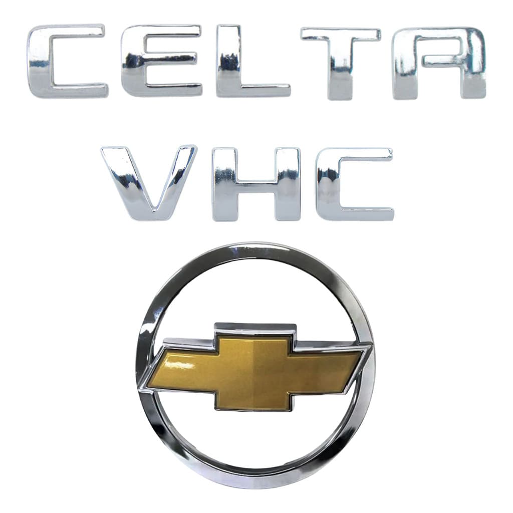 Kit Emblema Traseiro Chevrolet Celta Vhc 2007 A 2011 Gravata