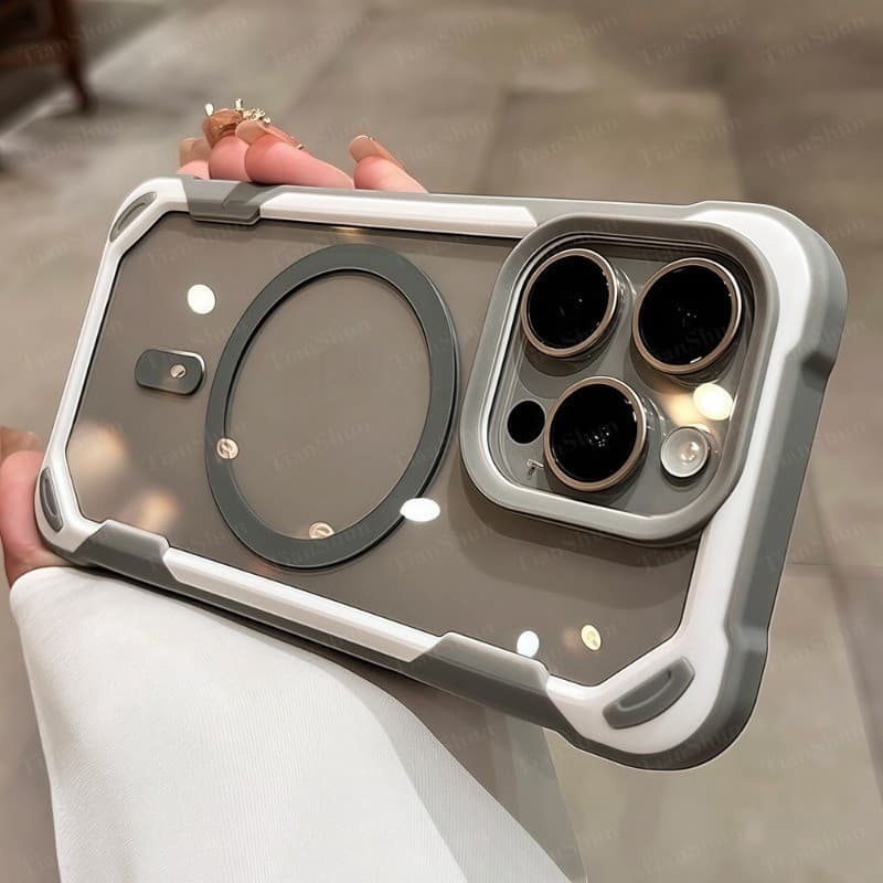 Capa Transparente Magnética De Silicone Macio Para iPhone 17 16 15 14 13 12 11 Pro Max Air Plus Protetora À Prova De Cho
