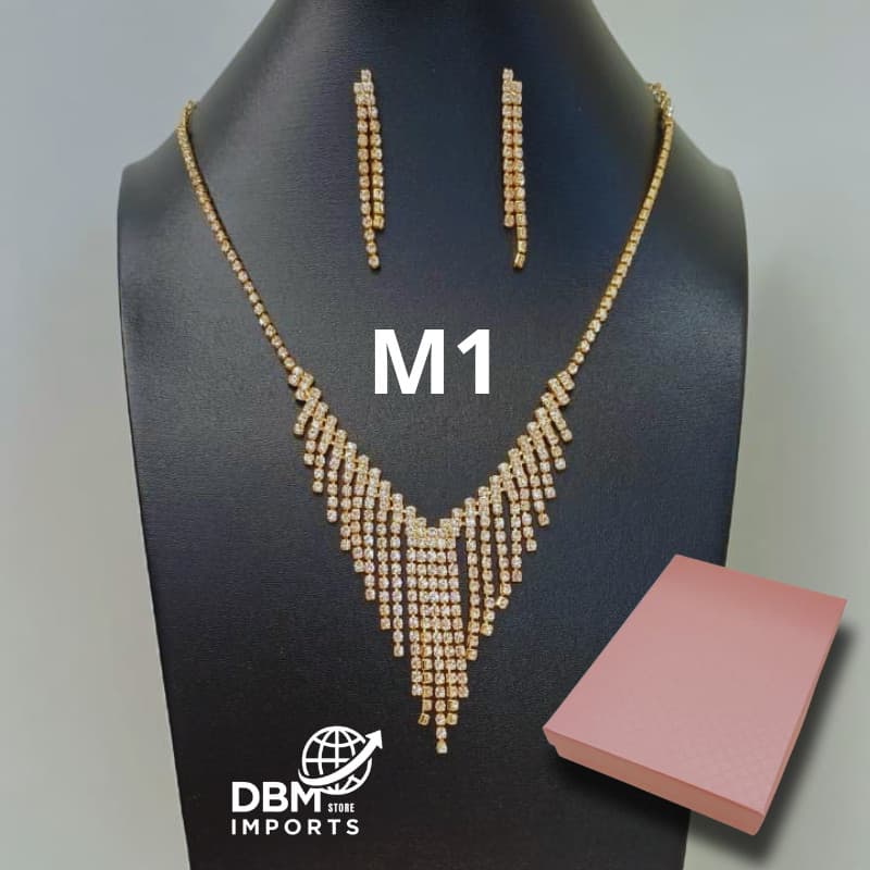 Conjunto Feminino Colar + Brincos em Strass – Elegância e Sofisticação ENVIO IMEDIATO