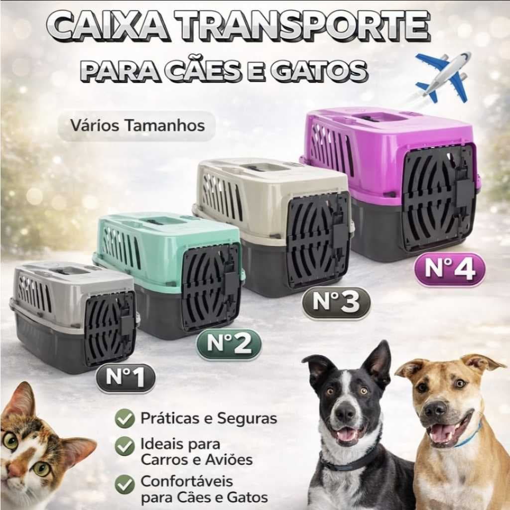 CAIXA DE TRANSPORTE PARA CÃES E GATOS PET VIAGEM SEGURA RESISTENTE E VENTILADA ALVORADA NOVO MODELO
