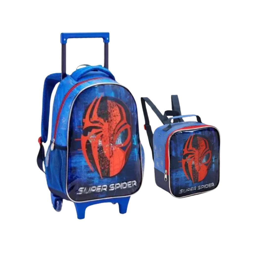 Kit Mochila de Rodinha e Lancheira Escolar Homem Aranha Zoop