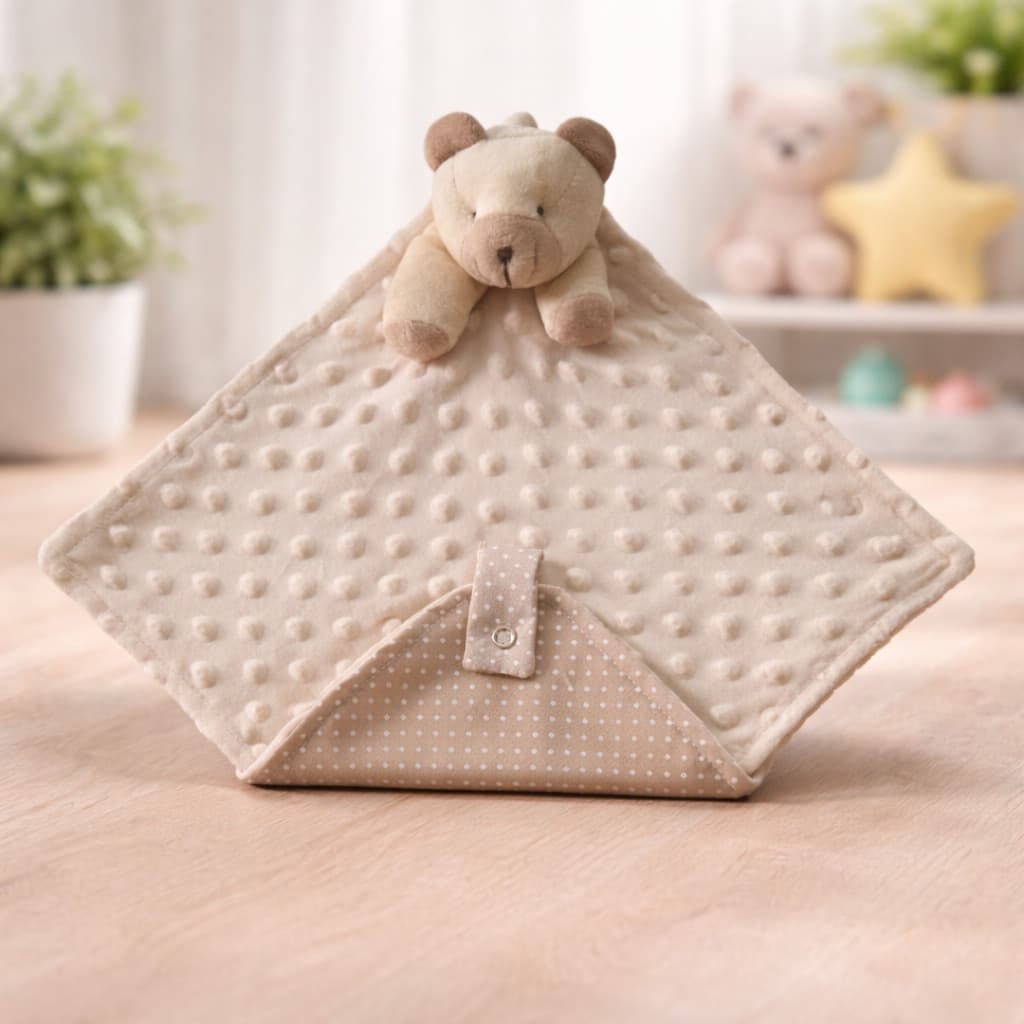 Naninha Bebê Com Porta Chupeta Plush Bolha Extra Macia Menino Menina