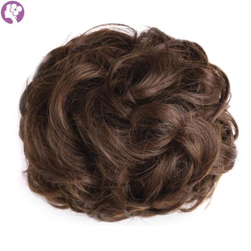 Feminino Curto Encaracolado Bun Peruca Feminina Resistente Ao Calor Fibra Extensão Do Cabelo Para Menina Colorido Cospla