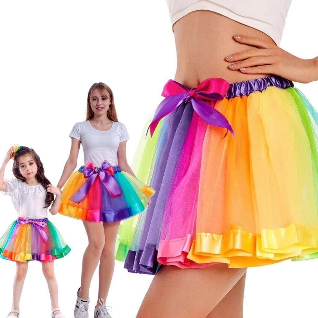 Saia Tule Tutu Colorida com Laço Carnaval Bloquinho Frevo Festas Fantasias Feminina Aniversários