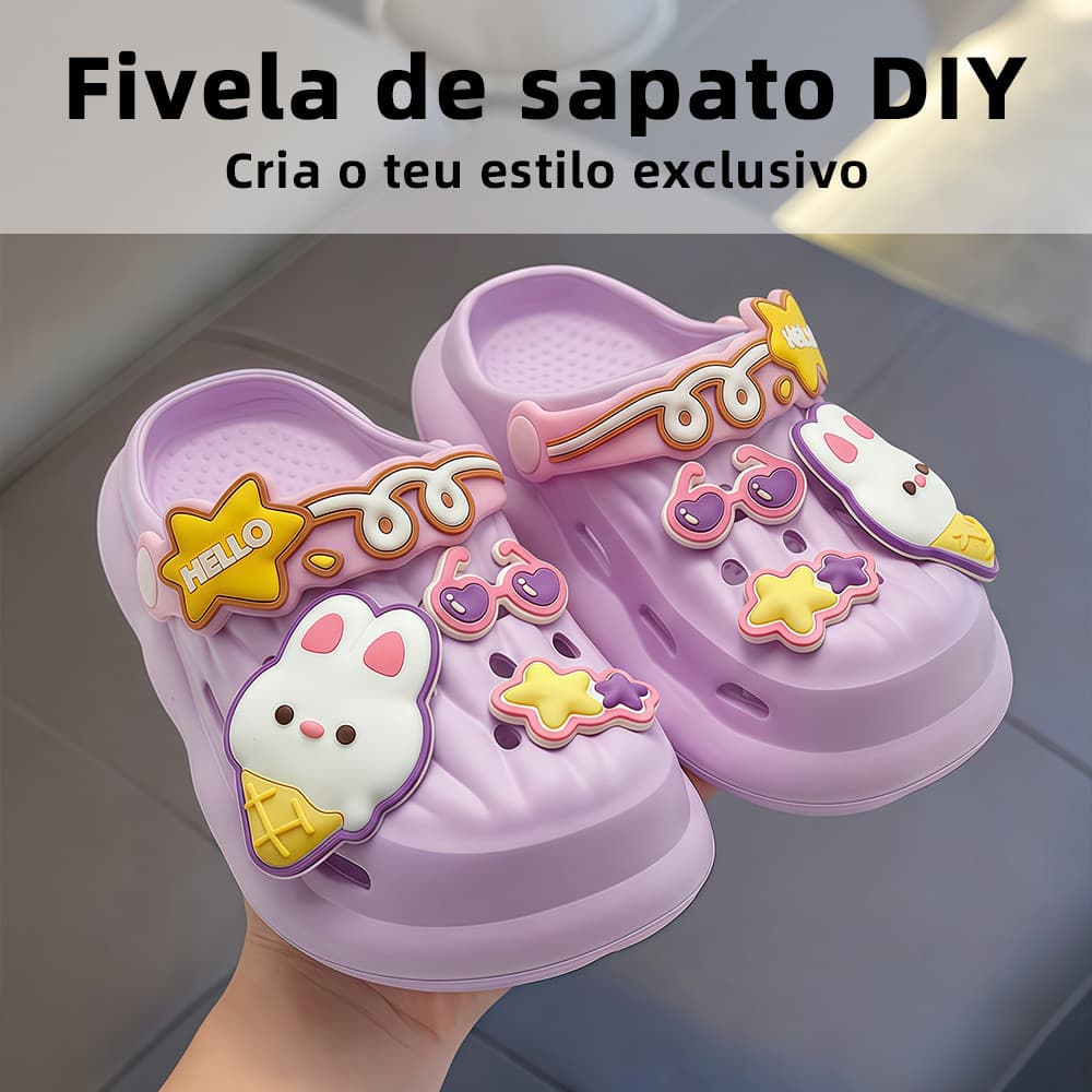 Babuche sandália EVA unissex macio leve confortável antiderrapante acessórios removíveis simples para uso todo dia